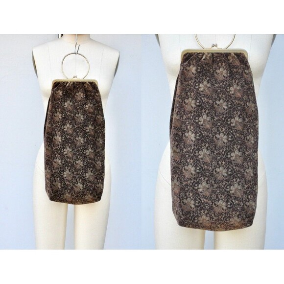 Velvet Floral Long Bag 90s does 20s Flapper Burlesque Bag Art Deco Victorian - Picture 1 of 10